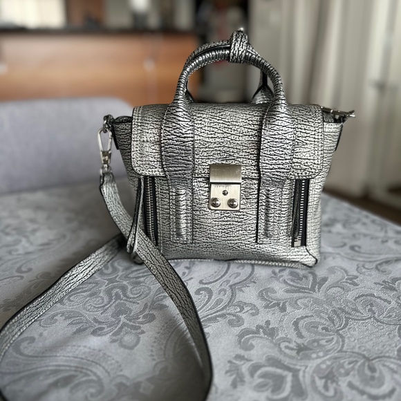 Philip Lim Pashli Mini Leather Satchel Bag Silver - Picture 1 of 8